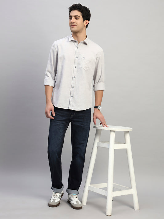 Casual Shirt for Men | Breathable & Soft with Color Fastness Regular Fit Spread Collar Neck Cotton Blend Fabric Self Design Pattern