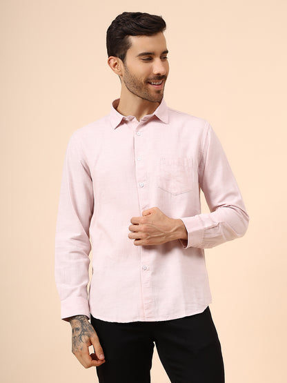 Casual Shirt for Men | Breathable & Soft with Color Fastness Regular Fit Spread Collar Neck Cotton Blend Fabric Self Design Pattern