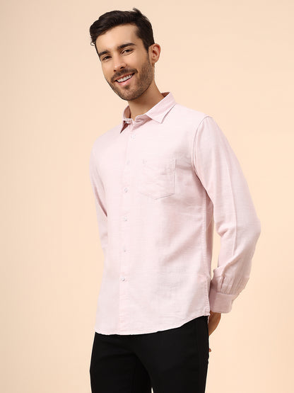 Casual Shirt for Men | Breathable & Soft with Color Fastness Regular Fit Spread Collar Neck Cotton Blend Fabric Self Design Pattern