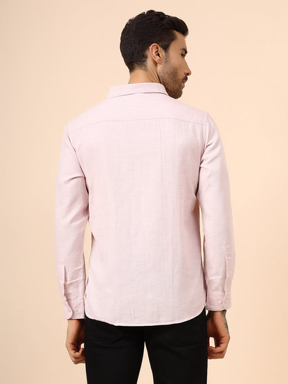 Casual Shirt for Men | Breathable & Soft with Color Fastness Regular Fit Spread Collar Neck Cotton Blend Fabric Self Design Pattern