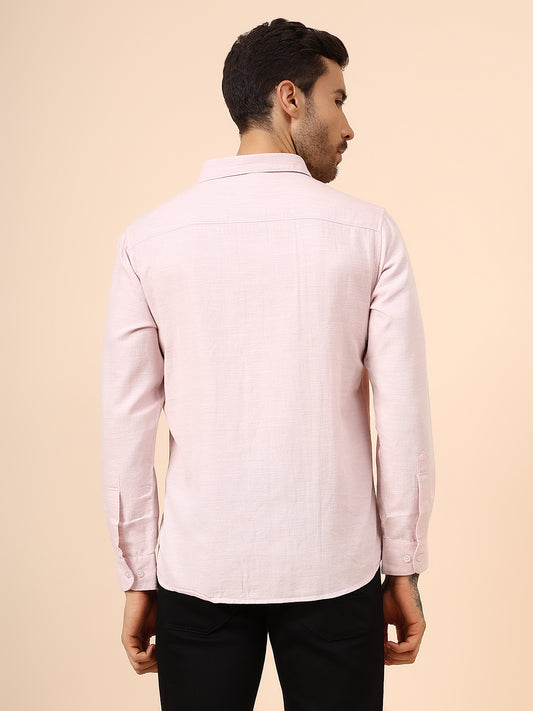 Casual Shirt for Men | Breathable & Soft with Color Fastness Regular Fit Spread Collar Neck Cotton Blend Fabric Self Design Pattern