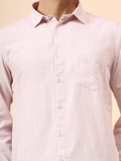 Casual Shirt for Men | Breathable & Soft with Color Fastness Regular Fit Spread Collar Neck Cotton Blend Fabric Self Design Pattern