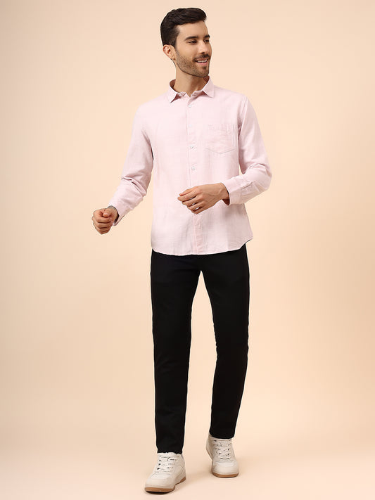 Casual Shirt for Men | Breathable & Soft with Color Fastness Regular Fit Spread Collar Neck Cotton Blend Fabric Self Design Pattern