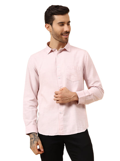 Casual Shirt for Men | Breathable & Soft with Color Fastness Regular Fit Spread Collar Neck Cotton Blend Fabric Self Design Pattern