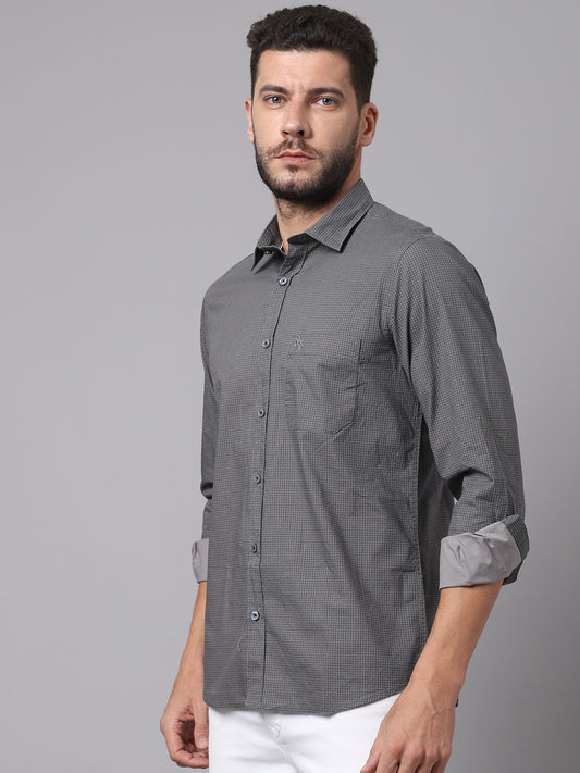 Cantabil Cotton Printed Grey Full Sleeve Casual Shirt for Men with Pocket (7049036562571)