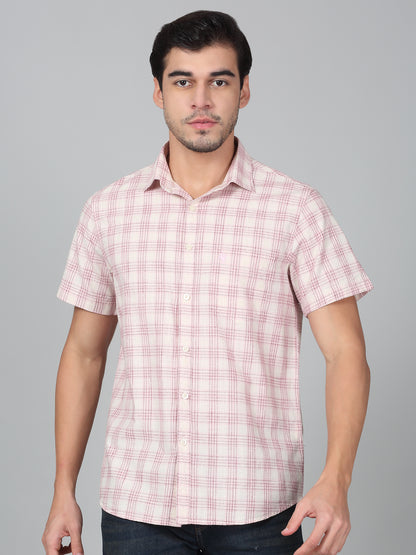 Casual Shirt for Men | Breathable & Soft with Color Fastness Regular Fit Spread Collar Neck Cotton Fabric Checkered Pattern