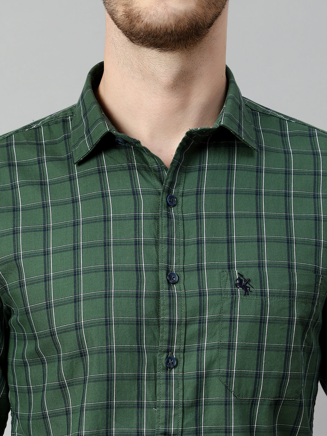 Cantabil Cotton Checkered Green Full Sleeve Casual Shirt for Men with Pocket (7114276798603)