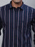 Cantabil Cotton Striped Navy Blue Full Sleeve Casual Shirt for Men with Pocket (7113873850507)