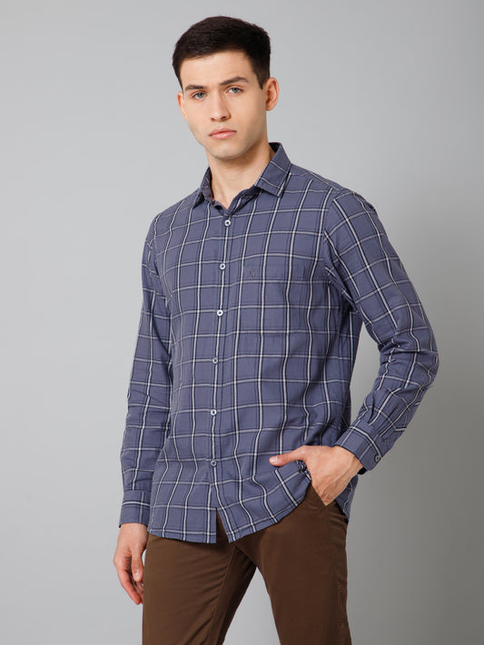 Men's Grey  Casual Big Checks Full Sleeve Shirt