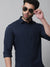 Cantabil Cotton Blend Solid Navy Blue Full Sleeve Casual Shirt for Men with Pocket (7070775214219)