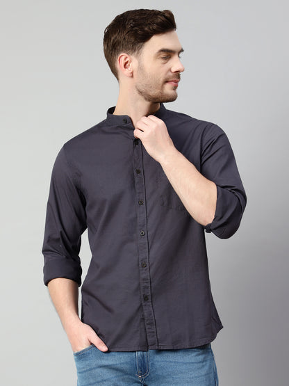 Cantabil Cotton Solid Grey Full Sleeve Casual Shirt for Men with Pocket (7114270900363)