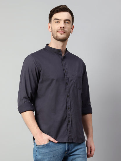 Cantabil Cotton Solid Grey Full Sleeve Casual Shirt for Men with Pocket (7114270900363)