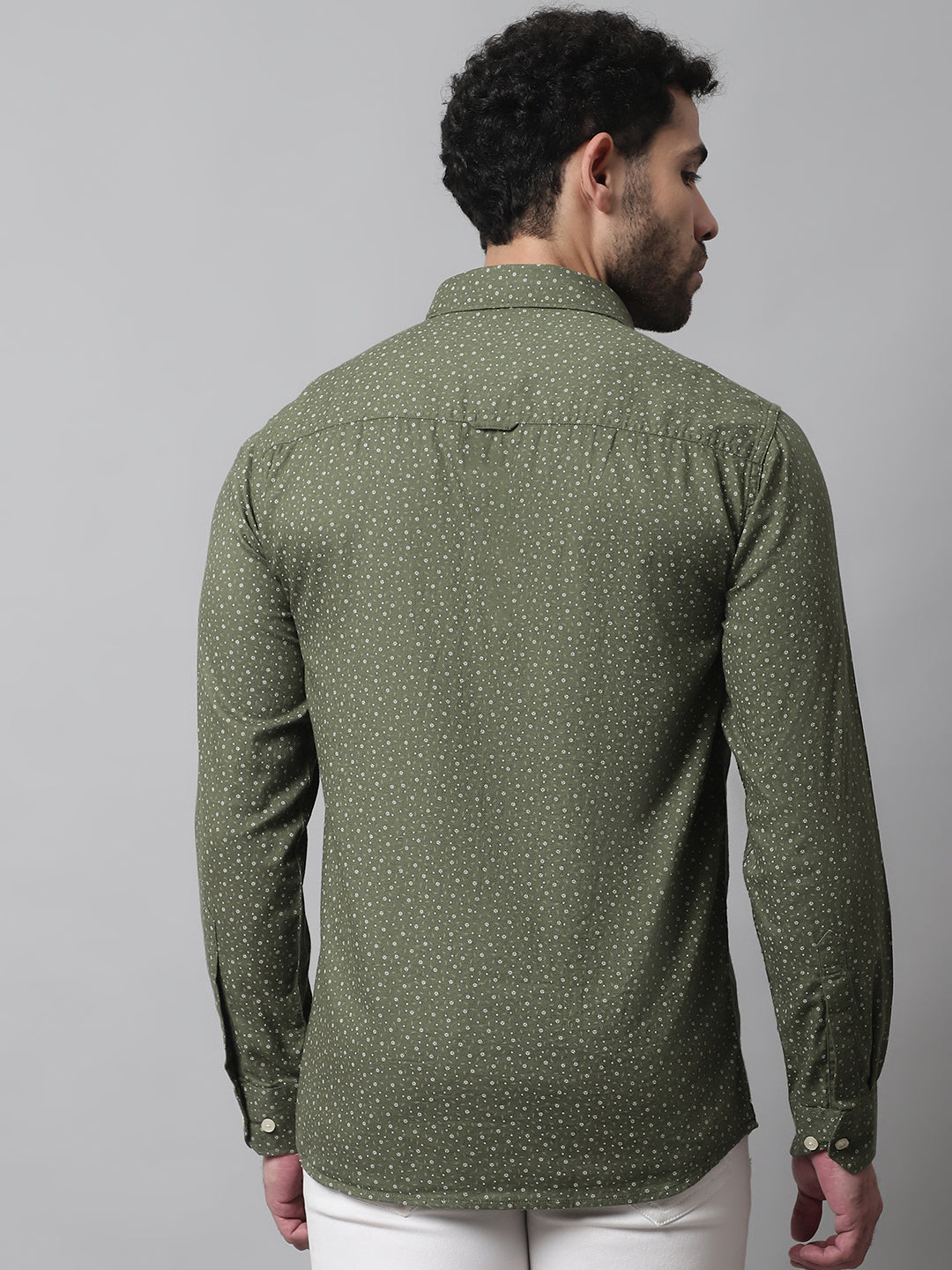 Cantabil Cotton Printed Olive Full Sleeve Casual Shirt for Men with Pocket (7070775378059)