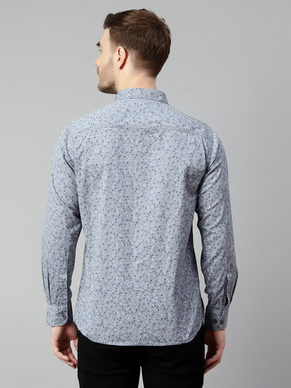 Cantabil Cotton Printed Grey Full Sleeve Casual Shirt for Men with Pocket (7114265788555)