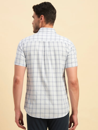 Casual Shirt for Men | Breathable & Soft with Color Fastness Regular Fit Spread Collar Neck Cotton Fabric Checkered Pattern