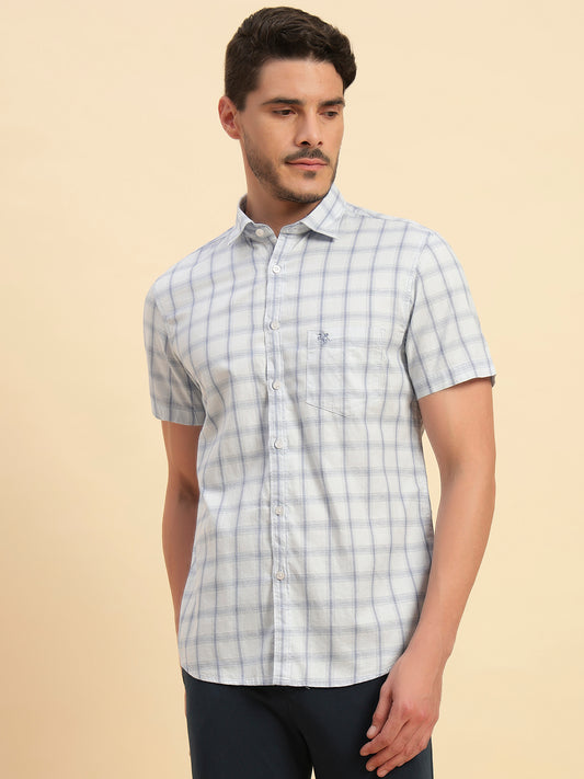 Casual Shirt for Men | Breathable & Soft with Color Fastness Regular Fit Spread Collar Neck Cotton Fabric Checkered Pattern