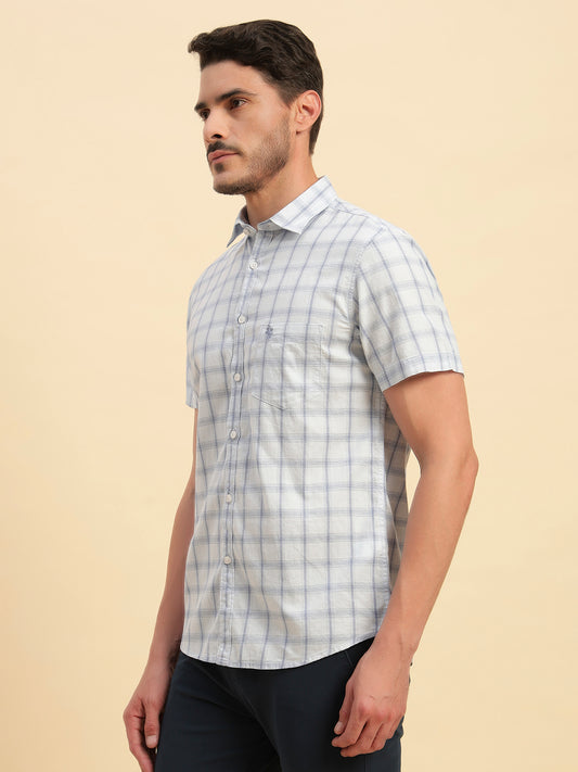 Casual Shirt for Men | Breathable & Soft with Color Fastness Regular Fit Spread Collar Neck Cotton Fabric Checkered Pattern