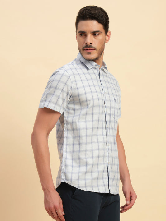 Casual Shirt for Men | Breathable & Soft with Color Fastness Regular Fit Spread Collar Neck Cotton Fabric Checkered Pattern