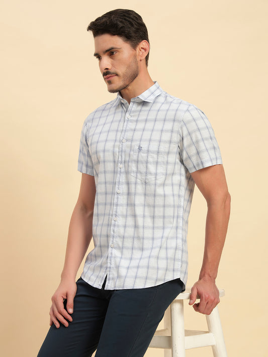 Casual Shirt for Men | Breathable & Soft with Color Fastness Regular Fit Spread Collar Neck Cotton Fabric Checkered Pattern