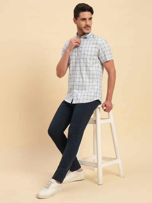 Casual Shirt for Men | Breathable & Soft with Color Fastness Regular Fit Spread Collar Neck Cotton Fabric Checkered Pattern