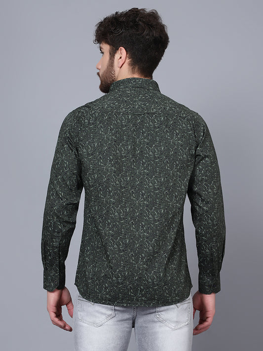 Cantabil Cotton Printed Green Full Sleeve Casual Shirt for Men with Pocket (7091371507851)