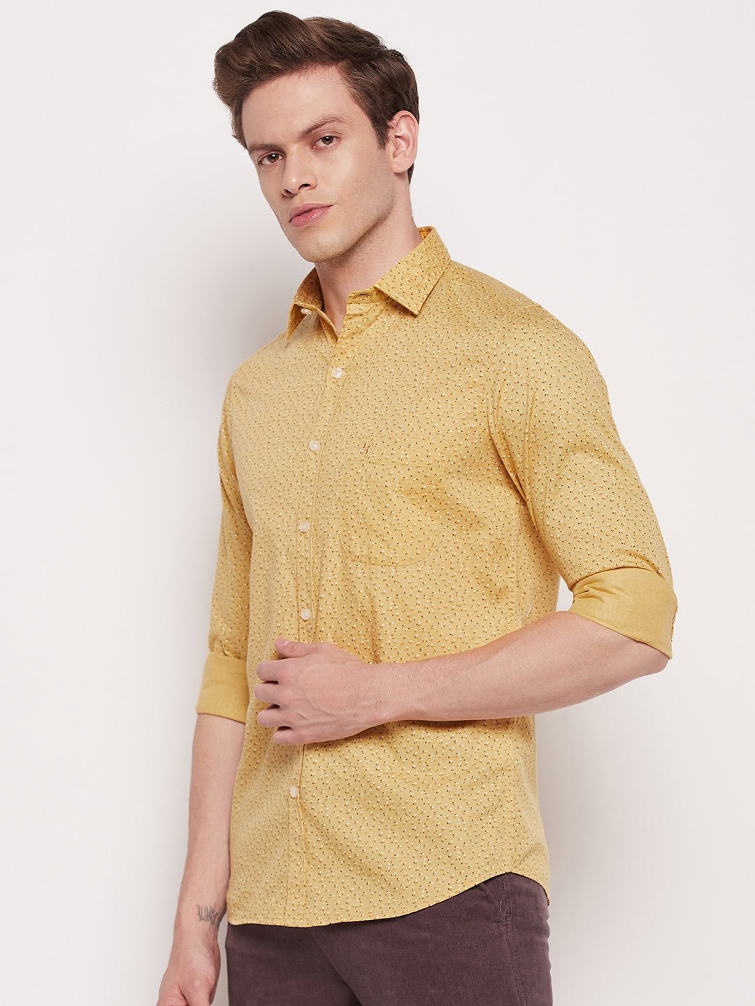 Cantabil Cotton Printed Lemon Full Sleeve Casual Shirt for Men with Pocket (7057387683979)