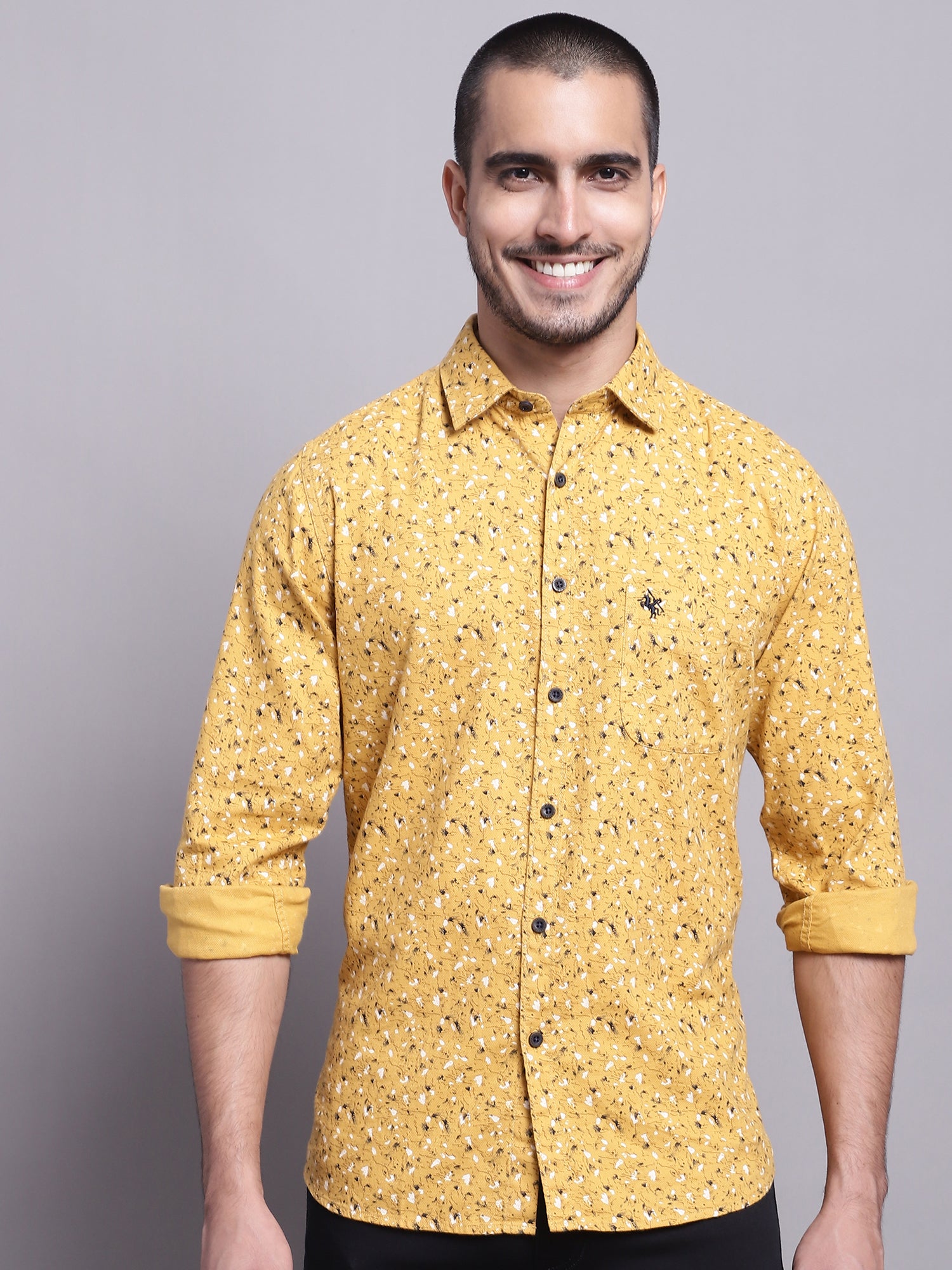 Cantabil Men Mustard Casual Shirt (7137570160779)