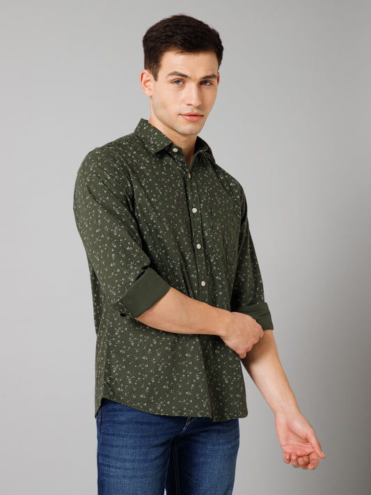 Casual Shirt for Men | Breathable & Soft with Color Fastness Regular Fit Spread Collar Neck Cotton Blend Fabric Printed Pattern