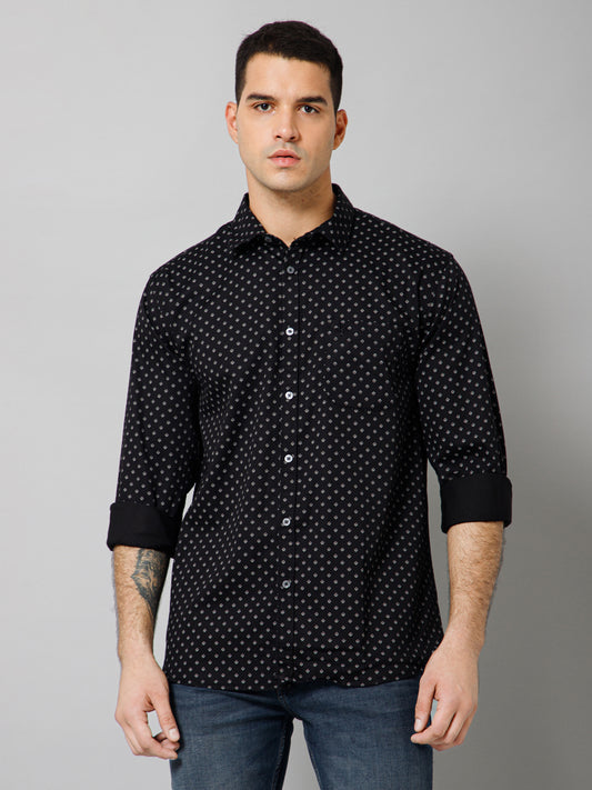 Casual Shirt for Men | Breathable & Soft with Color Fastness Regular Fit Spread Collar Neck Cotton Blend Fabric Printed Pattern