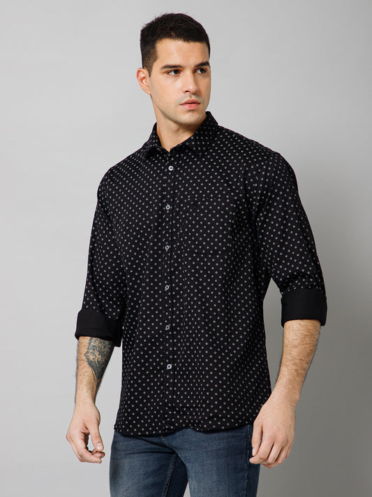 Casual Shirt for Men | Breathable & Soft with Color Fastness Regular Fit Spread Collar Neck Cotton Blend Fabric Printed Pattern