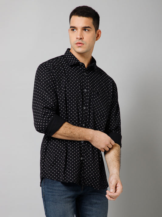 Casual Shirt for Men | Breathable & Soft with Color Fastness Regular Fit Spread Collar Neck Cotton Blend Fabric Printed Pattern