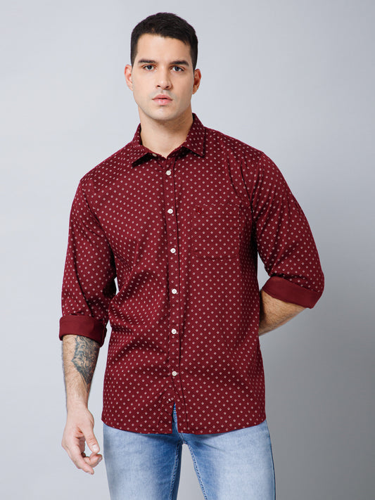 Casual Shirt for Men | Breathable & Soft with Color Fastness Regular Fit Spread Collar Neck Cotton Blend Fabric Printed Pattern