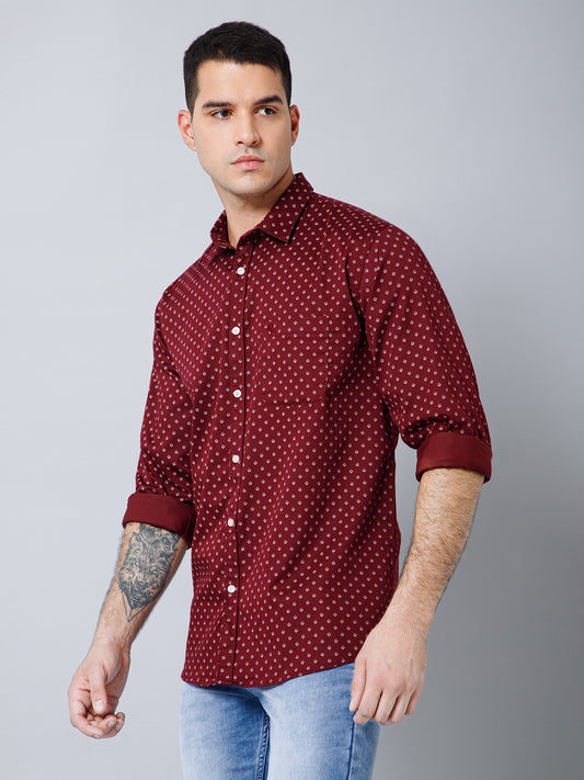 Casual Shirt for Men | Breathable & Soft with Color Fastness Regular Fit Spread Collar Neck Cotton Blend Fabric Printed Pattern