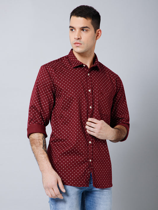 Casual Shirt for Men | Breathable & Soft with Color Fastness Regular Fit Spread Collar Neck Cotton Blend Fabric Printed Pattern