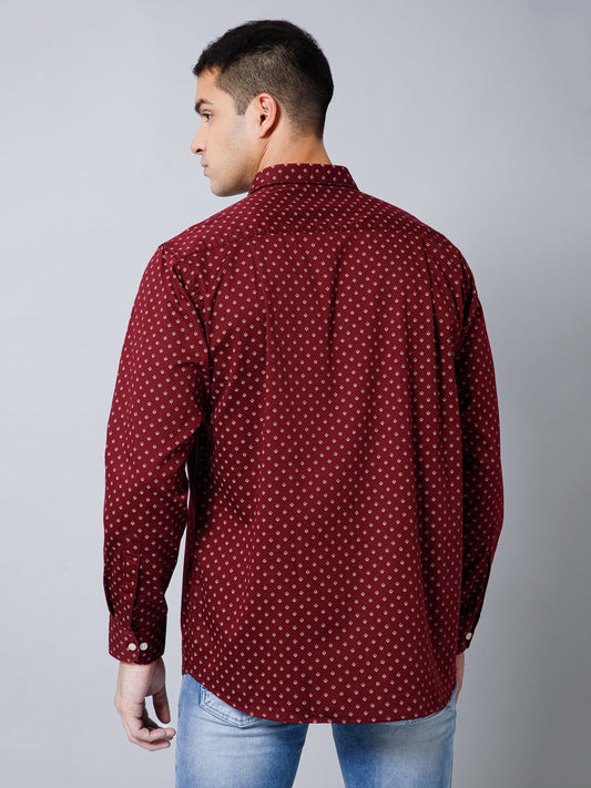 Casual Shirt for Men | Breathable & Soft with Color Fastness Regular Fit Spread Collar Neck Cotton Blend Fabric Printed Pattern
