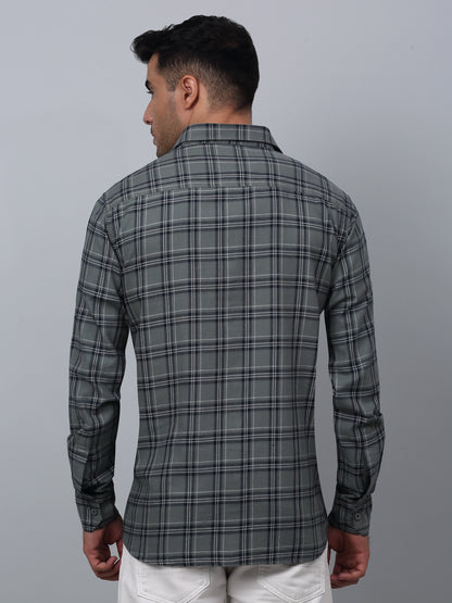 Men's Grey  Casual Big Checks Full Sleeve Shirt