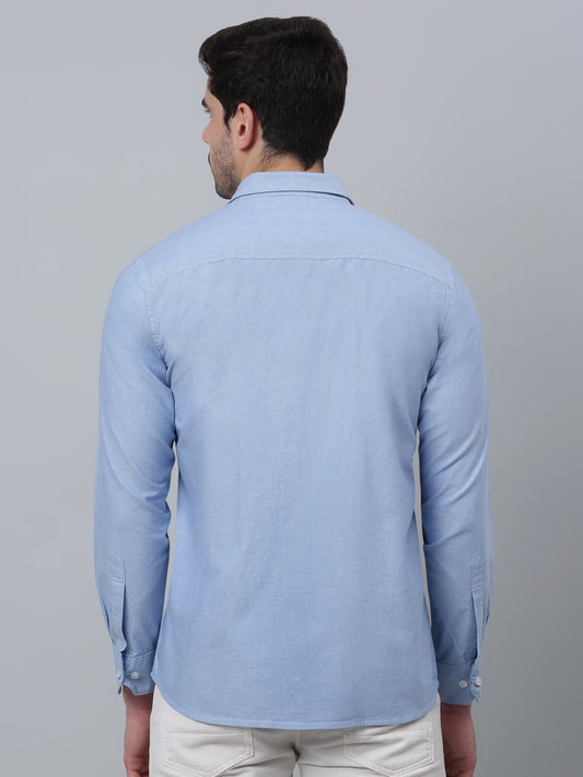 Casual Shirt for Men | Breathable & Soft with Color Fastness Regular Fit Spread Collar Neck Cotton Fabric Self Design Pattern