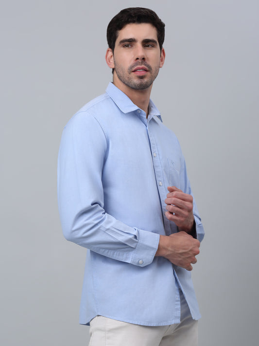 Casual Shirt for Men | Breathable & Soft with Color Fastness Regular Fit Spread Collar Neck Cotton Fabric Self Design Pattern
