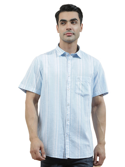 Casual Shirt for Men l Breathable & Soft with Color Fastness Slim Fit  Cotton Fabric Striped Pattern