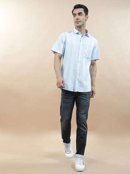 Casual Shirt for Men l Breathable & Soft with Color Fastness Slim Fit  Cotton Fabric Striped Pattern