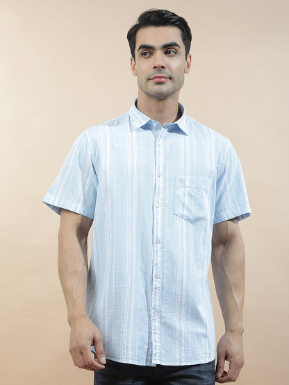 Casual Shirt for Men l Breathable & Soft with Color Fastness Slim Fit  Cotton Fabric Striped Pattern