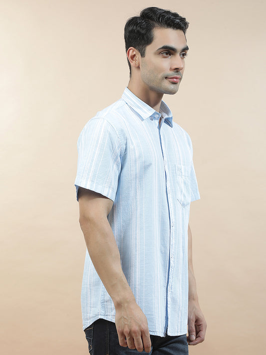 Casual Shirt for Men l Breathable & Soft with Color Fastness Slim Fit  Cotton Fabric Striped Pattern