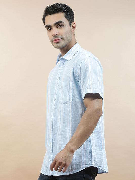 Casual Shirt for Men l Breathable & Soft with Color Fastness Slim Fit  Cotton Fabric Striped Pattern