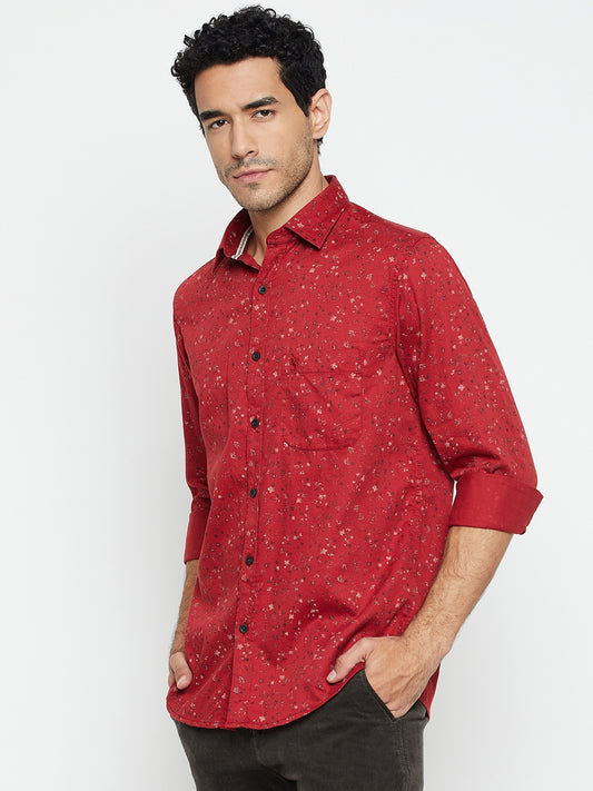 Casual Shirt for Men | Breathable & Soft with Color Fastness Regular Fit Spread Collar Neck Cotton Fabric Printed Pattern