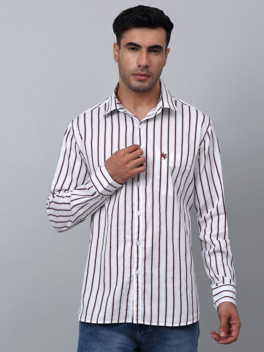 Casual Shirt for Men | Breathable & Soft with Color Fastness Regular Fit Spread Collar Neck Cotton Fabric Striped Pattern