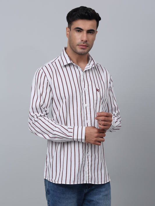 Casual Shirt for Men | Breathable & Soft with Color Fastness Regular Fit Spread Collar Neck Cotton Fabric Striped Pattern