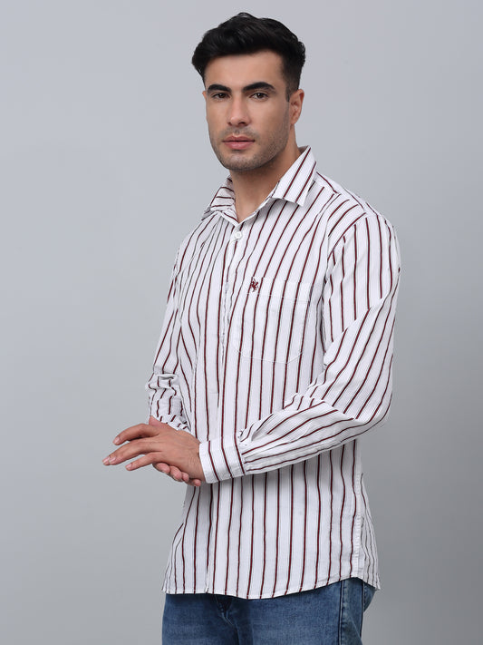 Casual Shirt for Men | Breathable & Soft with Color Fastness Regular Fit Spread Collar Neck Cotton Fabric Striped Pattern