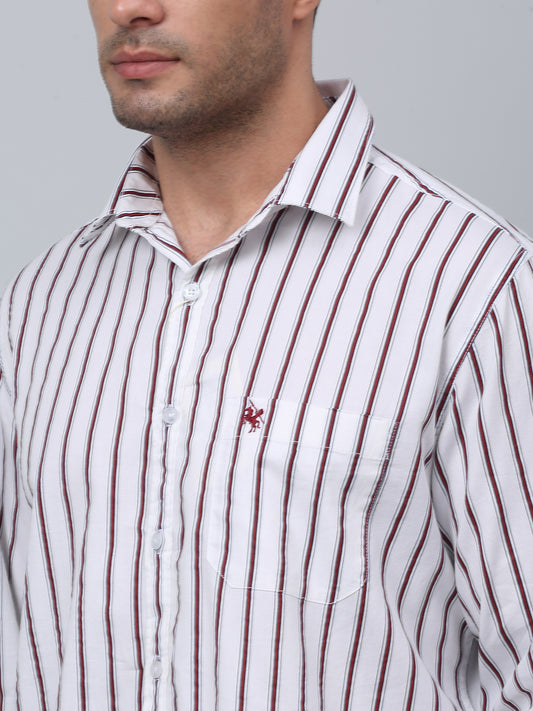 Casual Shirt for Men | Breathable & Soft with Color Fastness Regular Fit Spread Collar Neck Cotton Fabric Striped Pattern