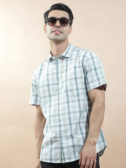 Casual Shirt for Men l Breathable & Soft with Color Fastness Slim Fit  Cotton Fabric Checkered Pattern