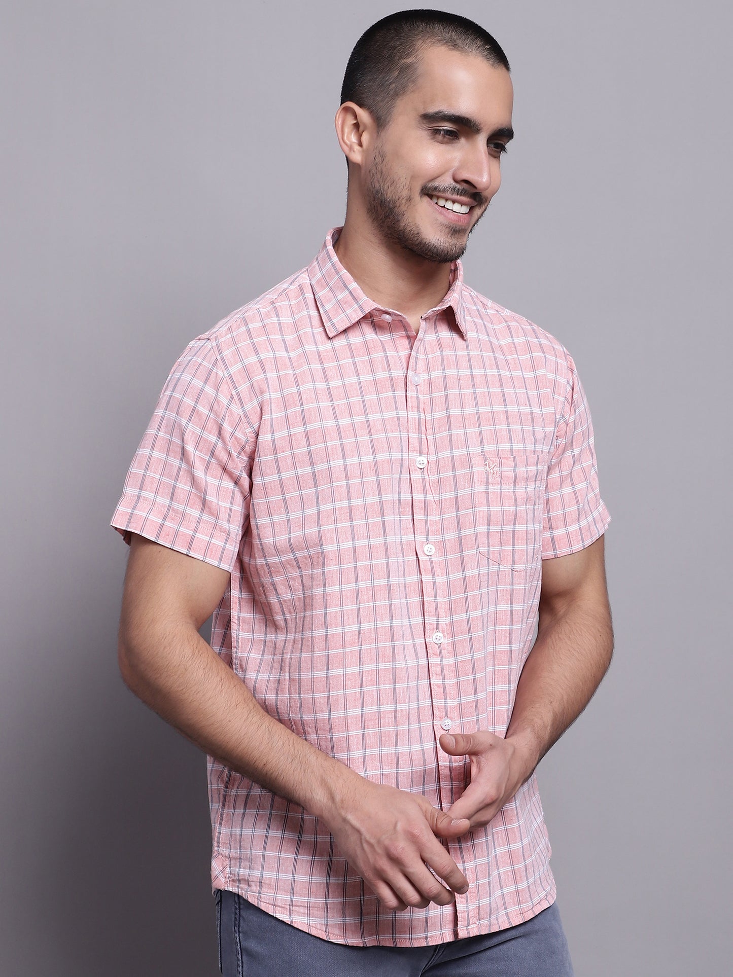 Cantabil Men Pink Casual Shirt (7137574617227)